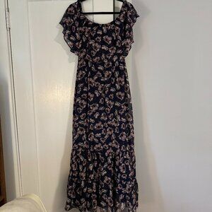 Donna Morgan purple and navy maxi dress, sz 6, worn once